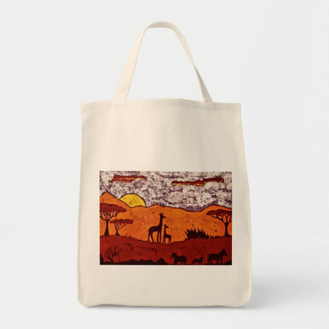 Sac d'épicerie avec le paysage africain (Devant)