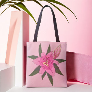 Sac d'épicerie Lily à floraison rose souple