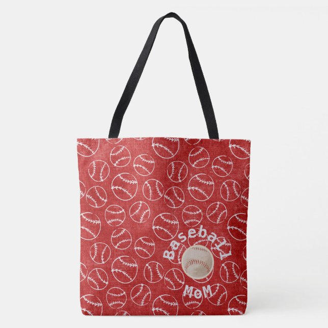 Sac d'impression rouge de la maman de baseball (Devant)
