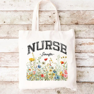 Sac d'infirmière aux fleurs sauvages personnalisée