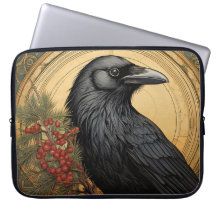 Sac d'ordinateur portable Art Nouveau Crow