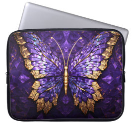 Sac d'ordinateur portable en verre de papillon vio