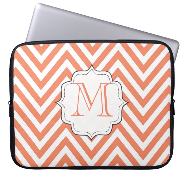 Sac d'ordinateur portable Monogram Orange Chevron  (Devant)