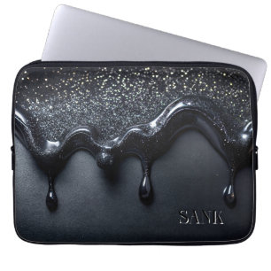 Sac d'ordinateur portable noir avec paillettes cou