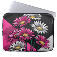 Sac électronique à marguerites roses et blanches