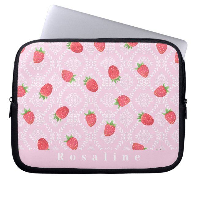 Sac électronique rose personnalisé fraise (Devant)