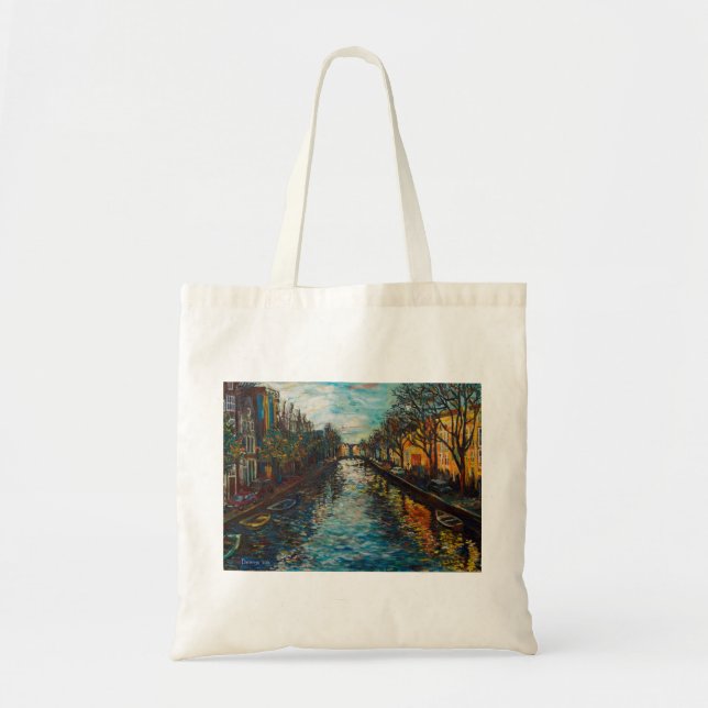 Sac élégant avec la vue du ` s d'Amsterdam (Devant)