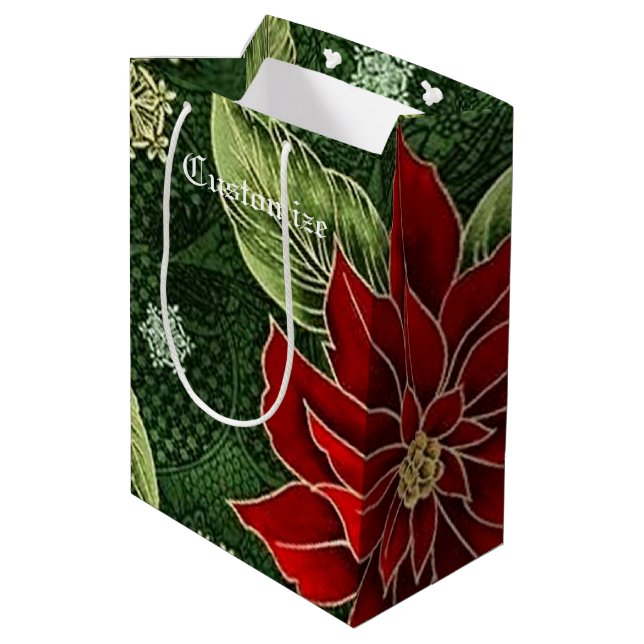 Sac élégant de cadeau de poinsettia de Noël (Dos Angle)