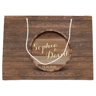 Sac en bois rustique Mariage en fût personnalisé F