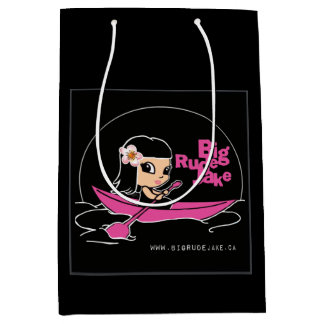Sac en cadeau moyen avec logo de canoë rose BRJ
