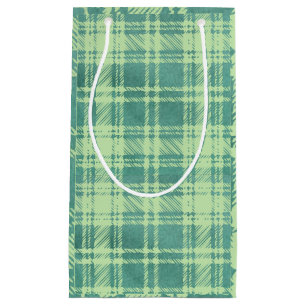 Sac en papier cadeau à carreaux verts