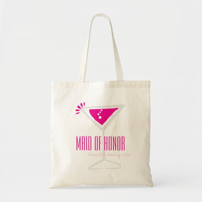 Sac en toile d'honneur en verre de Martini rose (Devant)