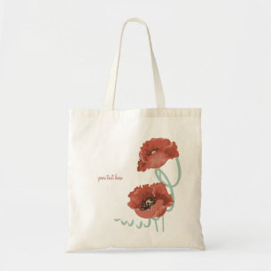 Sac en toile personnalisée Peonies rouges