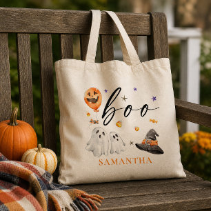 Sac fantôme BOO aquarelle Halloween Trick or Treat