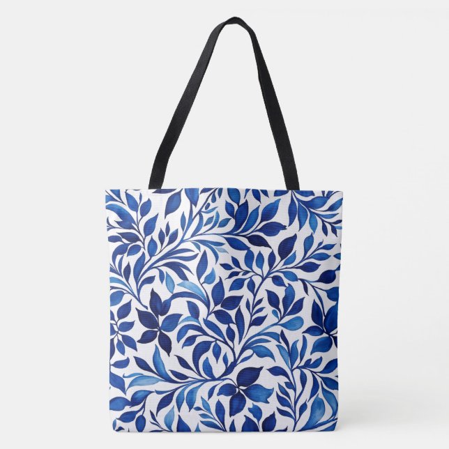 Sac floral bleu botanique sur mesure, Conception d (Devant)