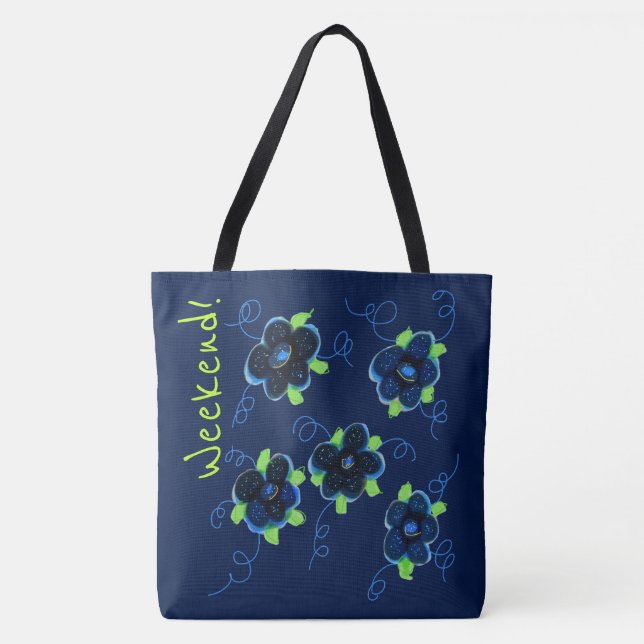 Sac Floral bleu week-end (Devant)