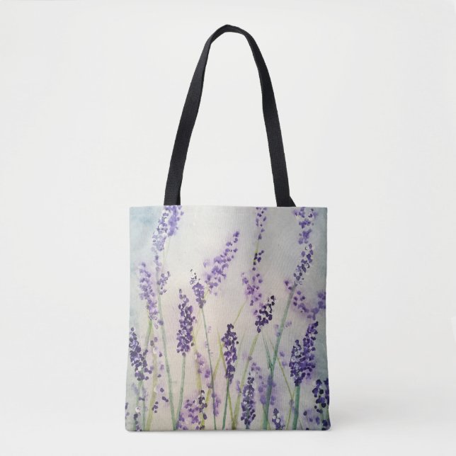 Sac fourre-tout à aquarelle de lavande (Devant)