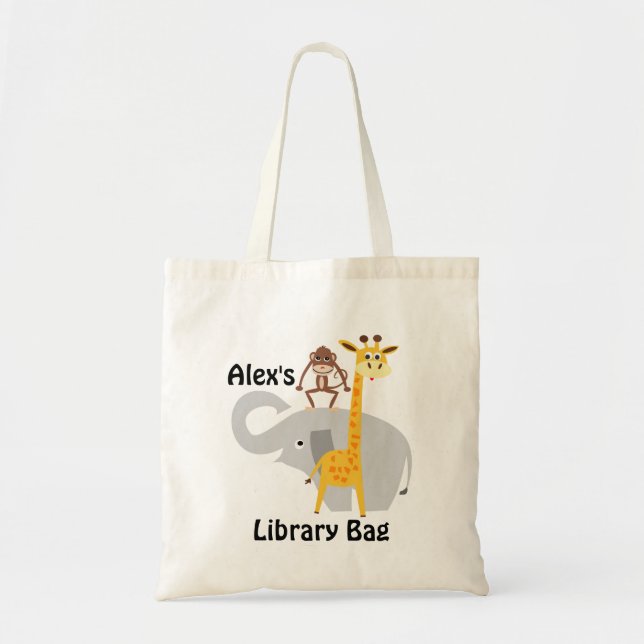 Sac fourre-tout à bibliothèque d'animaux de jungle (Devant)