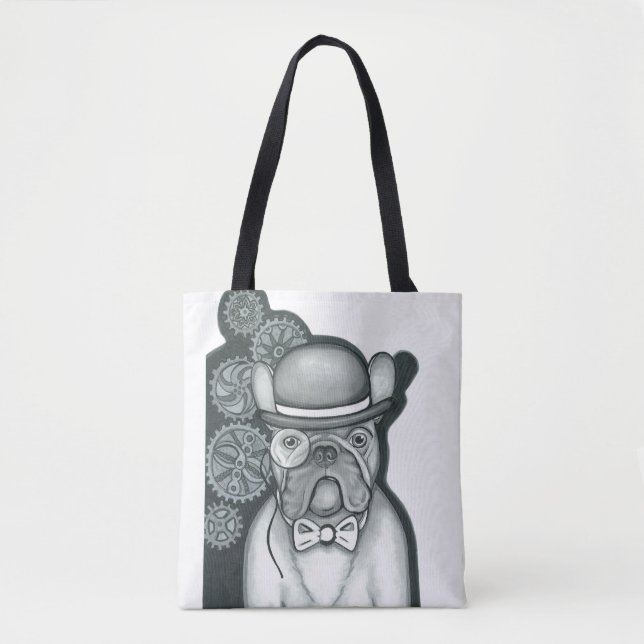 Sac fourre-tout à blanc de monsieur Bouledogue (Devant)