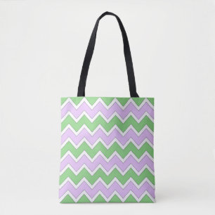 Sac fourre-tout à blanc, lilas et vert à Chevron