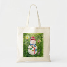 Sac fourre-tout à bonhomme de neige d'arbre de