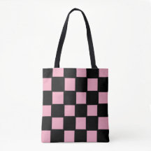 Sac fourre-tout à carreaux rose et noir