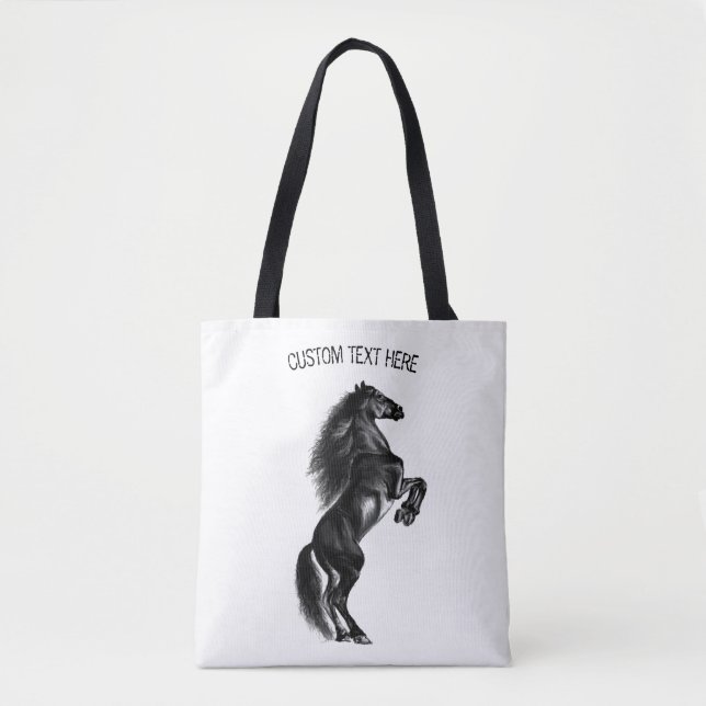 Sac fourre-tout à cheval sauvage dressé avec texte (Devant)