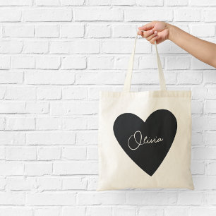Sac fourre-tout à coeur noir personnalisé