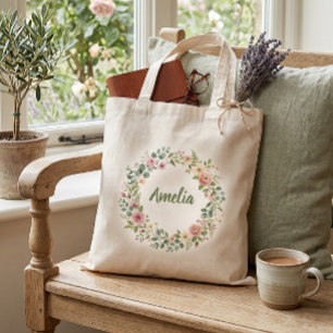Sac fourre-tout à couronne de fleurs personnalisée
