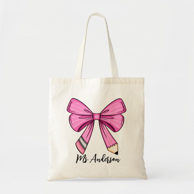 Sac fourre-tout à crayon rose personnalisé (Devant)