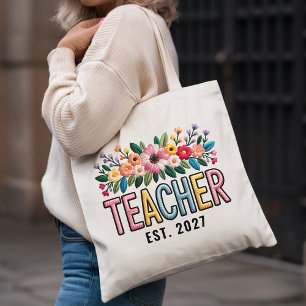 Sac fourre-tout à effet brodé de fleurs personnali