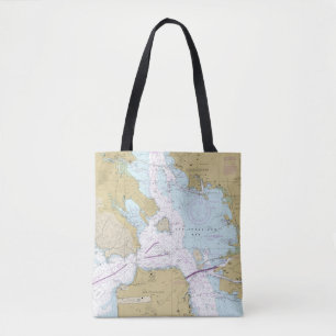 Sac fourre-tout à épaule carte nautique de la baie