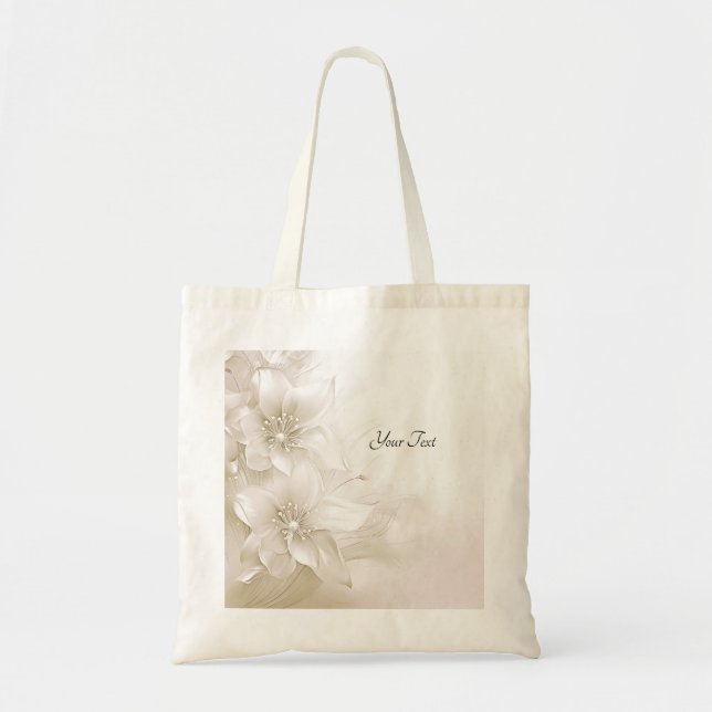 Sac fourre-tout à fleurs blanc ivoire (Devant)