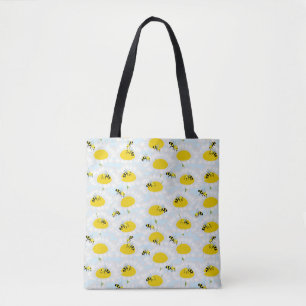 Sac fourre-tout à fleurs d'abeilles - Arrière - pl