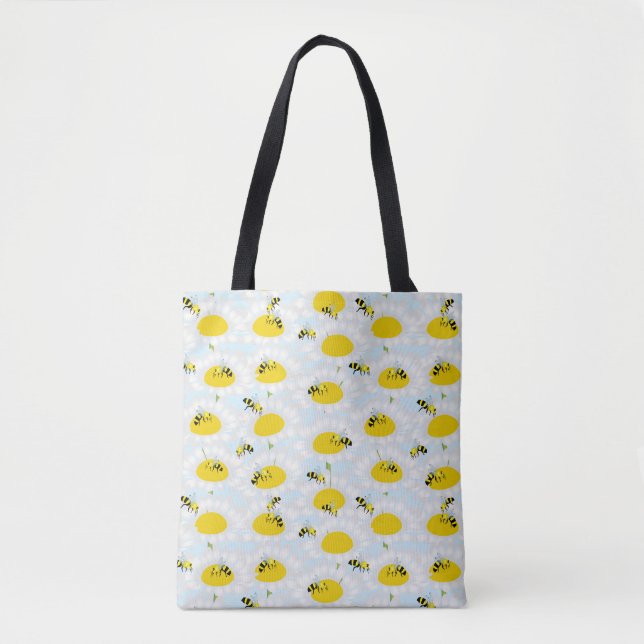 Sac fourre-tout à fleurs d'abeilles - Arrière - pl (Devant)
