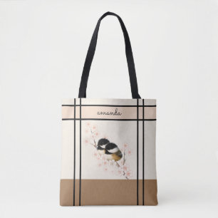 Sac fourre-tout à fleurs de cerisier d'oiseau de