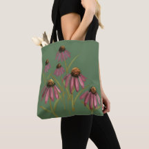 Sac fourre-tout à fleurs d'échinacée - Plum vert b