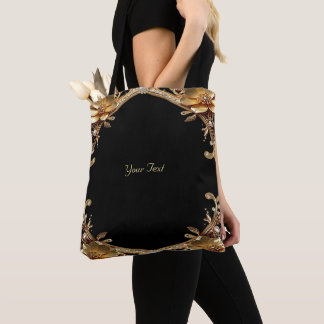 Sac fourre-tout à fleurs décoratives en or