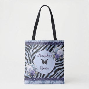 Sac fourre-tout à fleurs mélangé bleu motif et vio