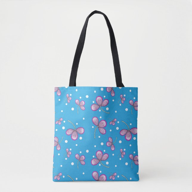 Sac fourre-tout à fleurs rose blanc (Devant)