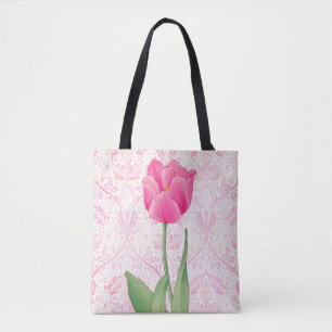 Sac fourre-tout à fleurs rose Tulip de style vinta