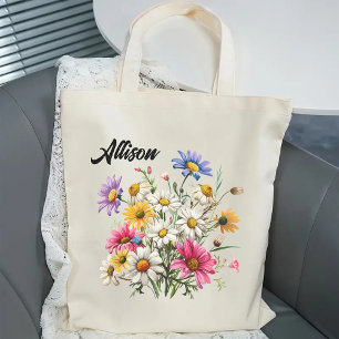 Sac fourre-tout à fleurs sauvages personnalisé pou