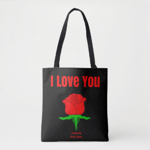 Sac fourre-tout à impression de rose rouge je