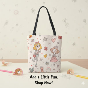 Sac fourre-tout à impression totale de filles grib