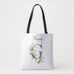 Sac fourre-tout à impression totale de lettre flor