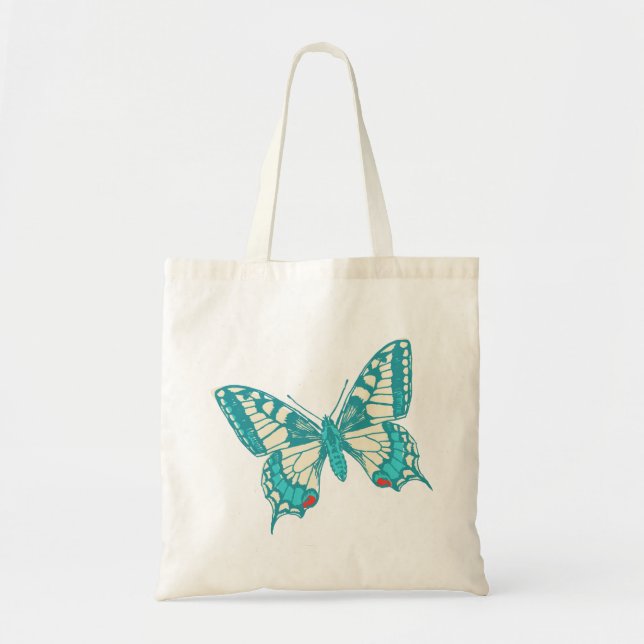 Sac fourre-tout à la crème et à l'aqua papillon Sw (Devant)