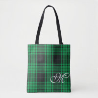 Sac fourre-tout à monogramme à carreaux verts