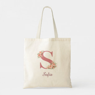 Sac fourre-tout à monogramme en fleurs personnalis