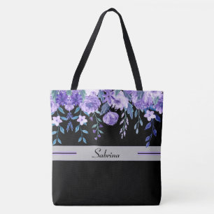 Sac fourre-tout à monogramme et fleurs peintes en