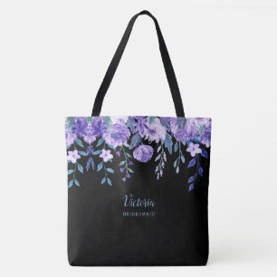 Sac fourre-tout à monogramme et fleurs violettes